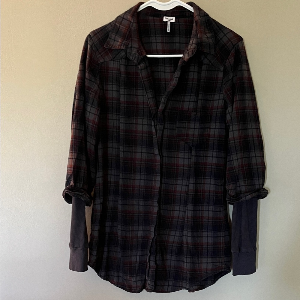 Splendid Red and Gray Plaid Shirt